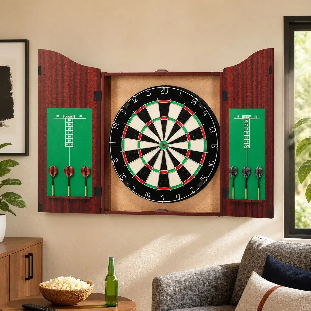 18 Inch Dartboard Cabinet with 6 Darts