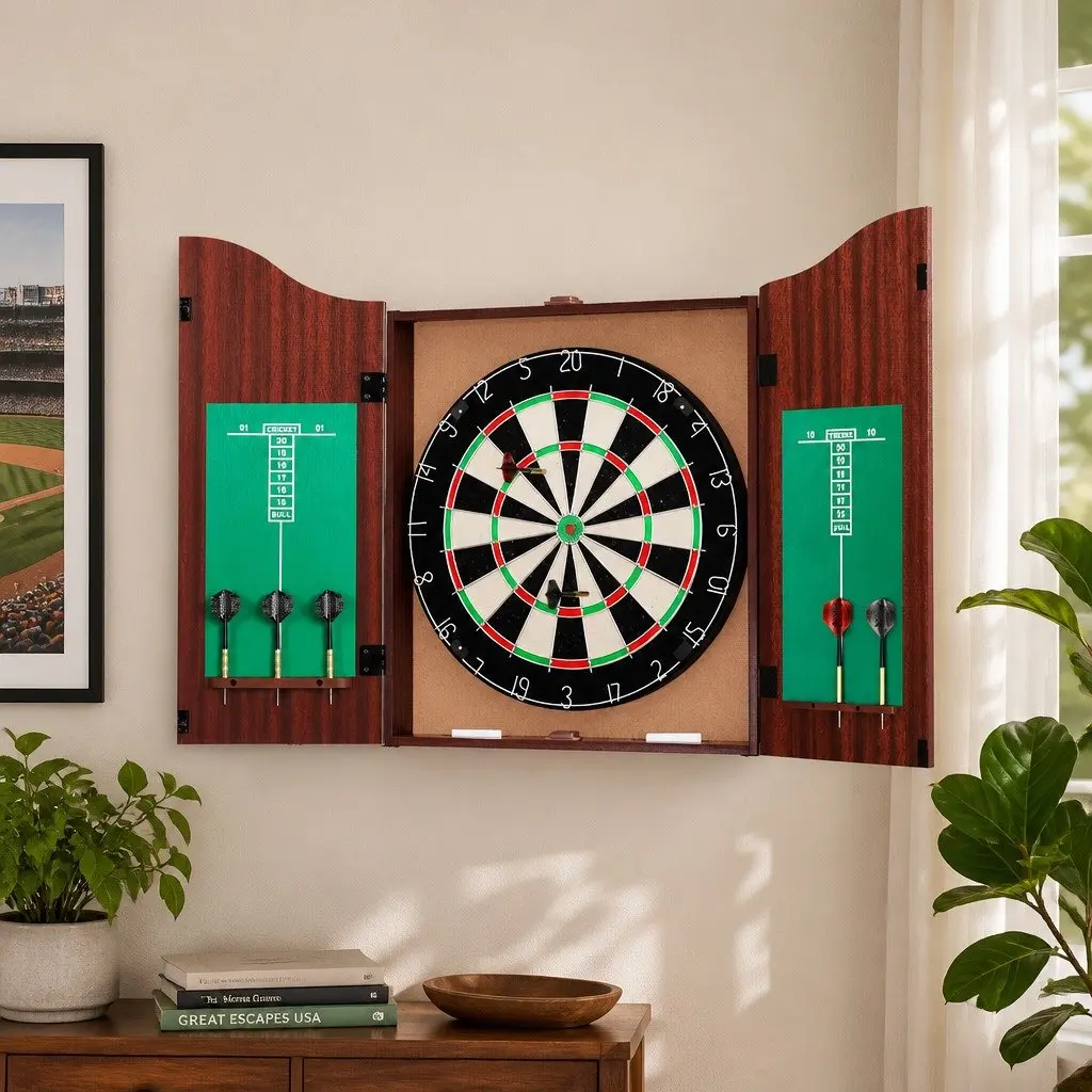18 Inch Dartboard Cabinet with 6 Darts