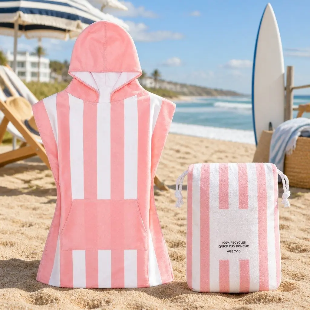 Kids' Quick-Dry Hooded Poncho Towel for Beach Adventures