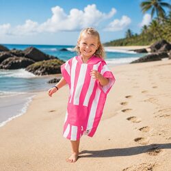 Friendly Kids Hooded Poncho Towel, Quick Dry for Ages 4-7