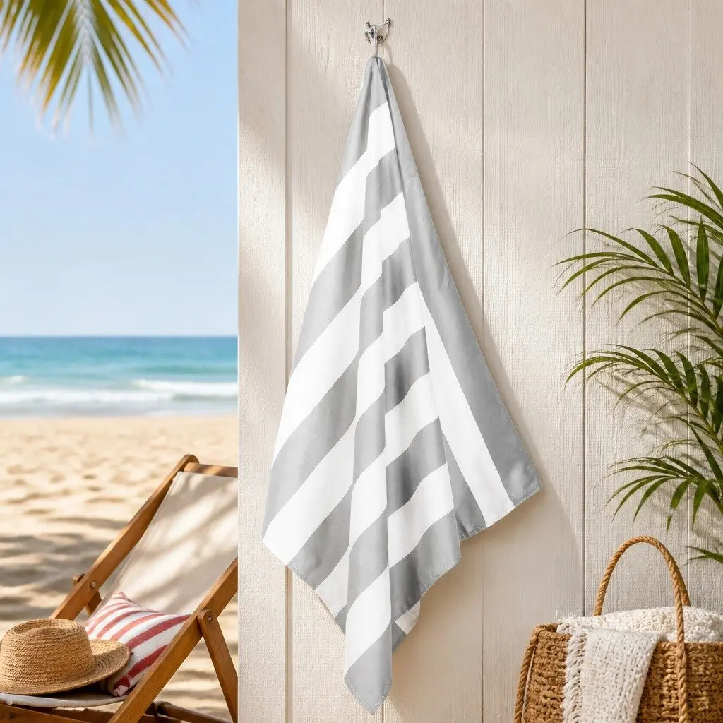 Extra Large Quick Dry Beach Towel Lightweight Cabana Striped Pattern