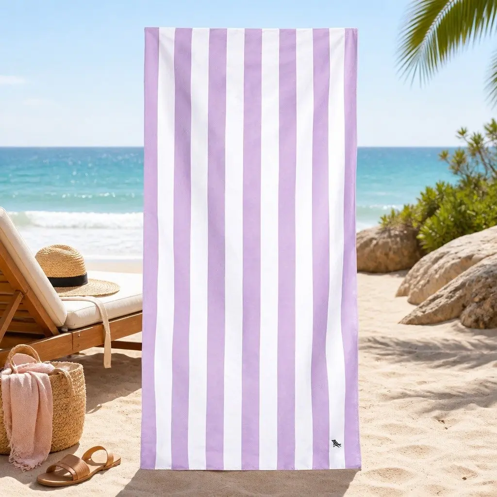 XL Quick Dry Beach Towel Cabana Striped Pattern Compact Travel Towel Sand Free