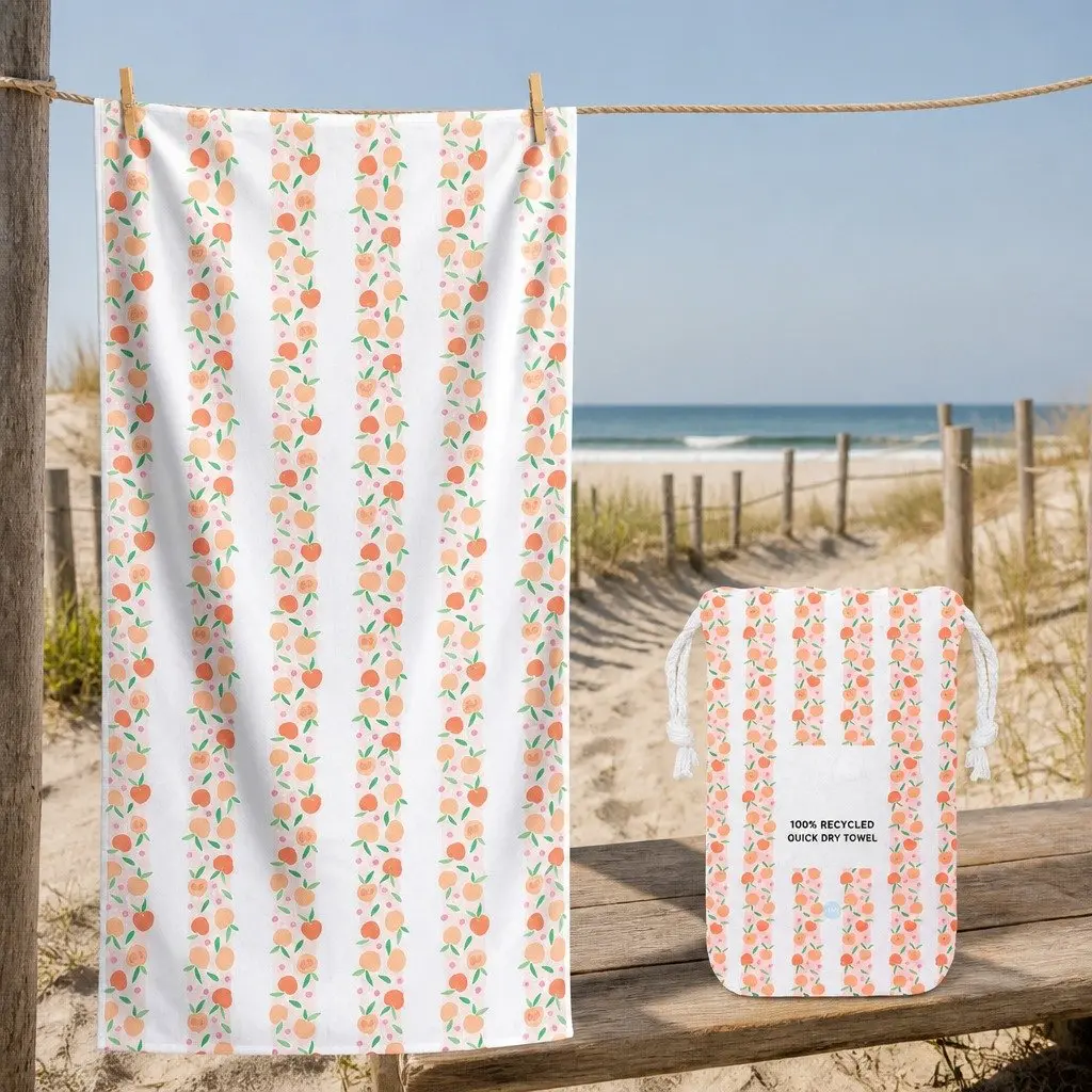 Kids Beach Towel Quick Dry Compact Lightweight Sand Free Pool Home Peach