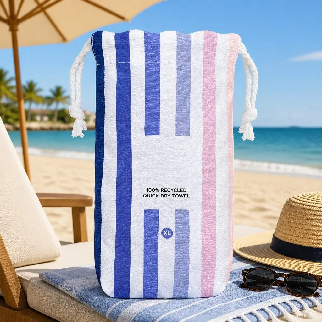 Extra Large Quick Dry Beach Towel Sand Free Cabana Striped Pattern
