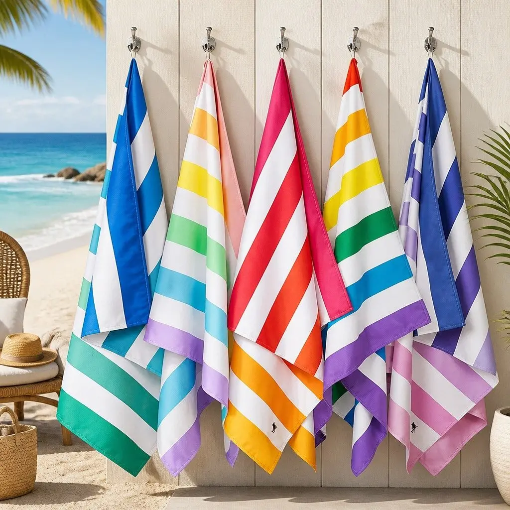 Extra Large Quick Dry Beach Towel Sand Free Cabana Striped Pattern