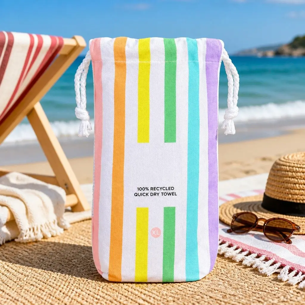Beach Towel XL Quick Dry Cabana Collection Striped Unicorn Waves Travel Compact