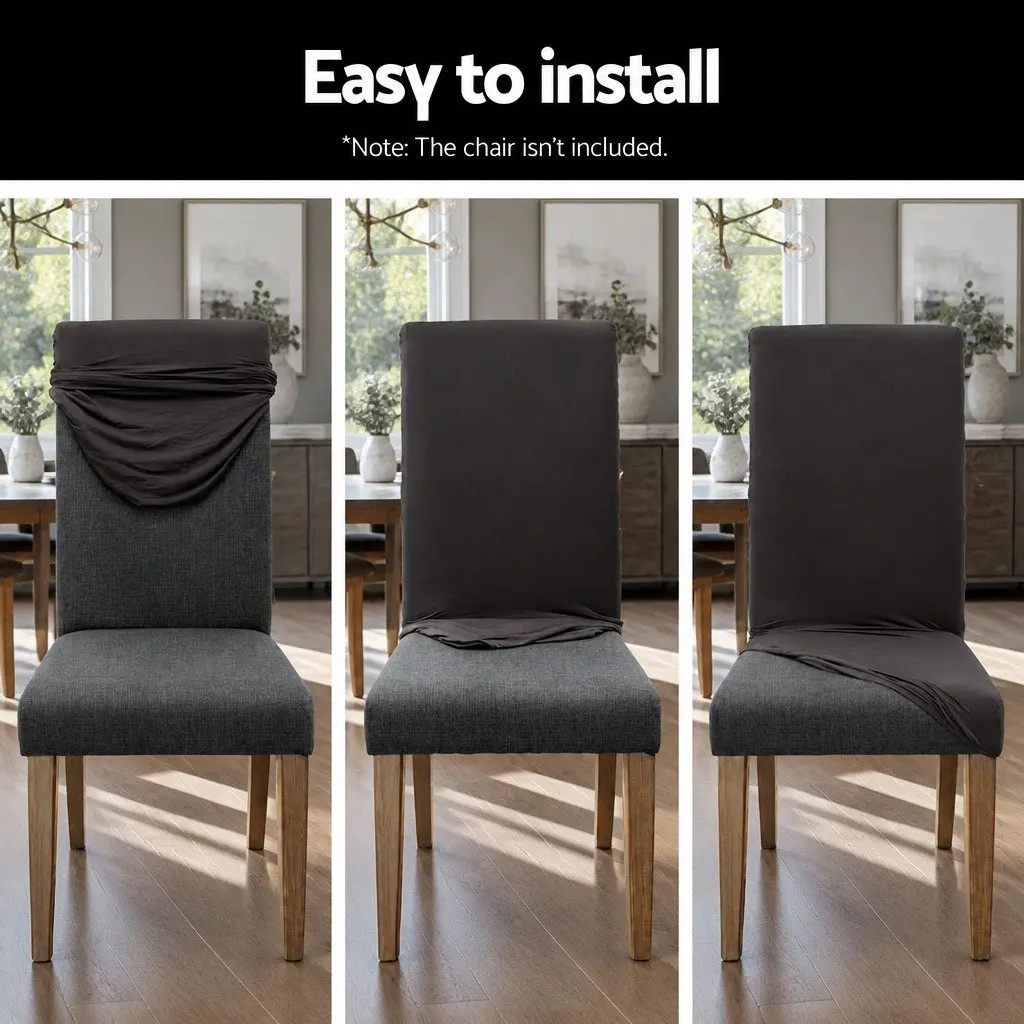 Dining Chair Covers Stretch Slipcovers Grey 4 Piece