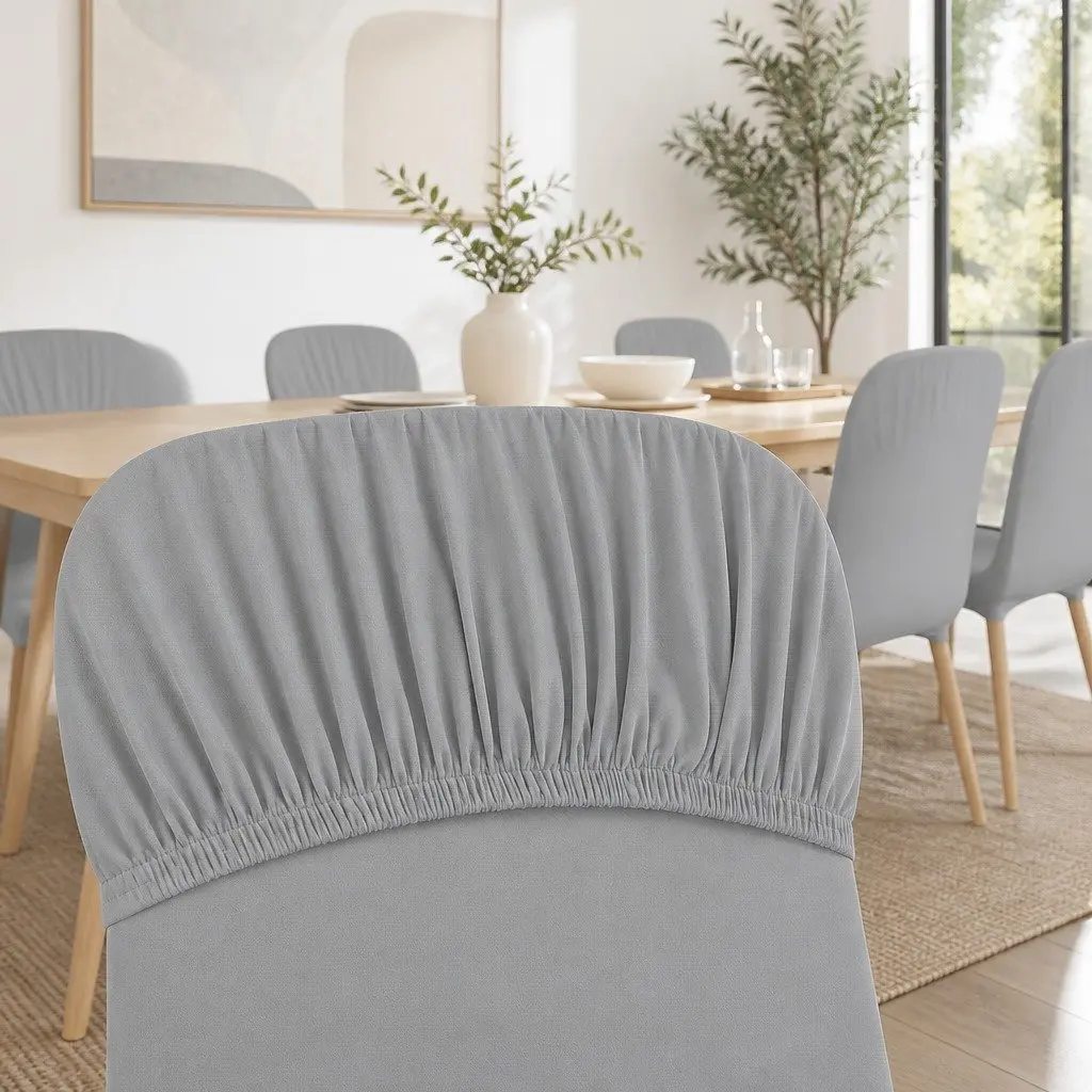 Dining Chair Covers 4x Slipcovers Spandex Stretch Grey Banquet Wedding Party