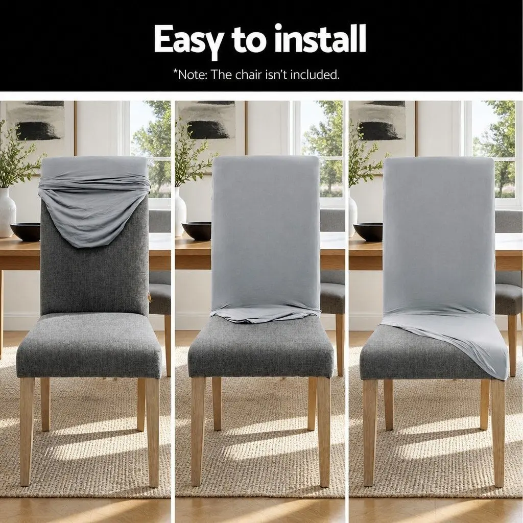Dining Chair Covers 4x Slipcovers Spandex Stretch Grey Banquet Wedding Party