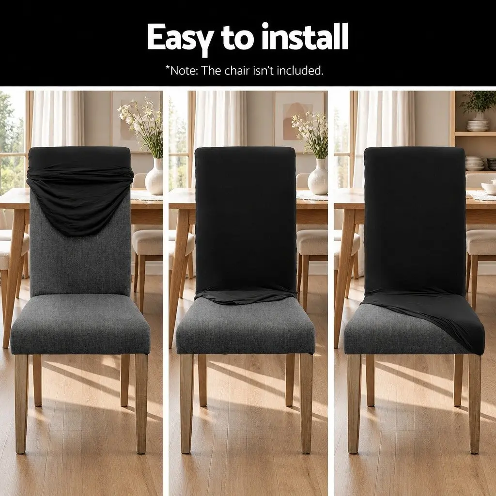 Dining Chair Covers Stretchable Removable 6 Piece Black