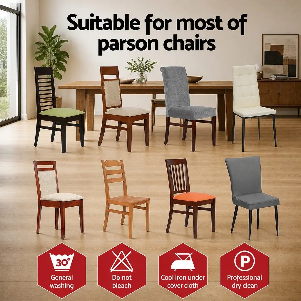 Stretch Slipcovers Grey Dining Chair Covers 6 Pack Removable Spandex