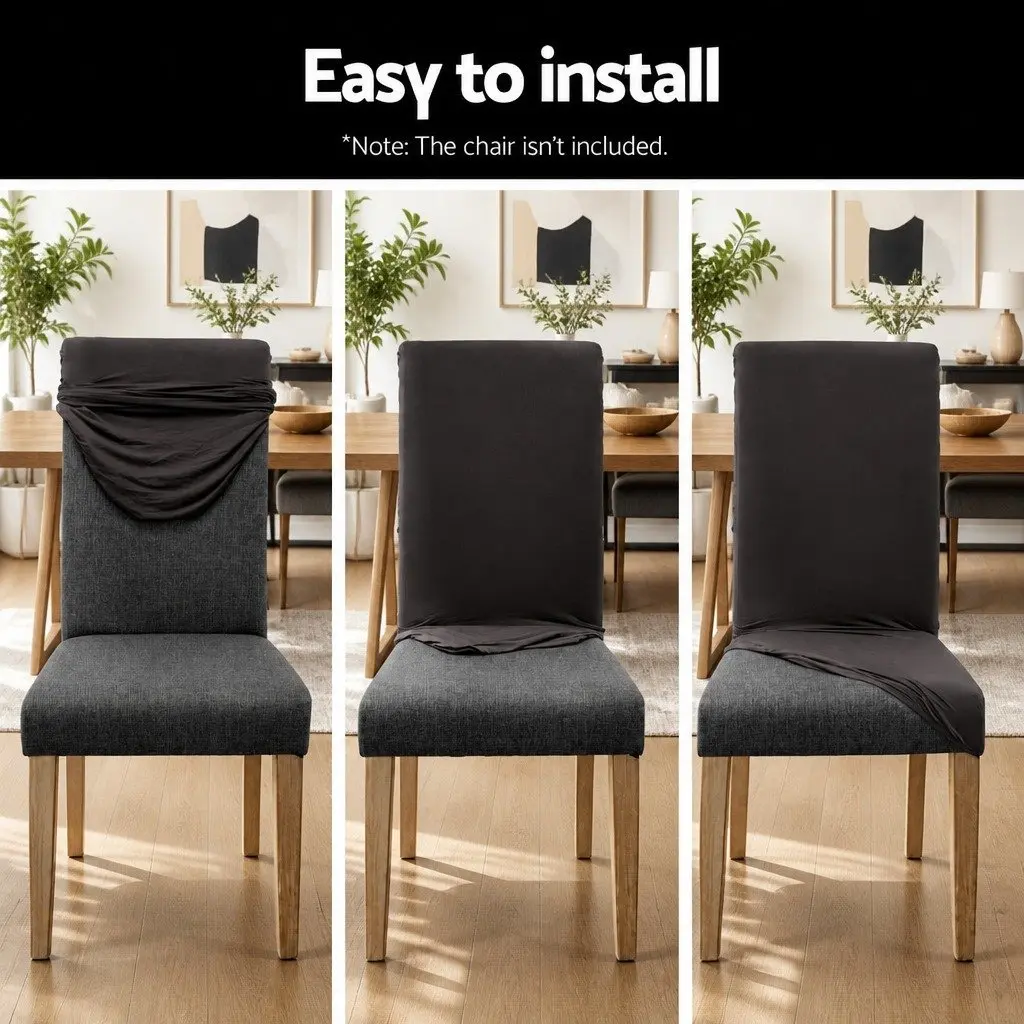 Stretch Slipcovers Grey Dining Chair Covers 6 Pack Removable Spandex