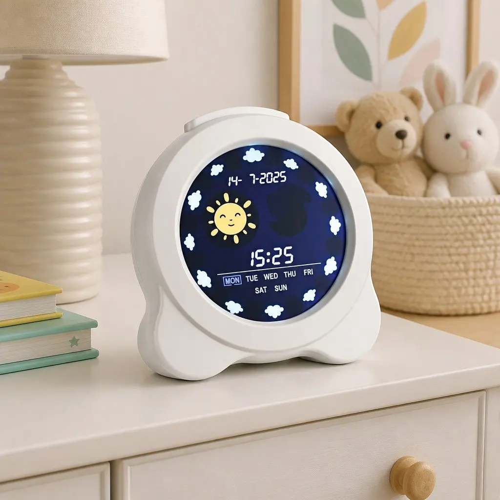 Digital Day Clock Calendar Alarm LCD Display 3.8 Inch White Children Sleep