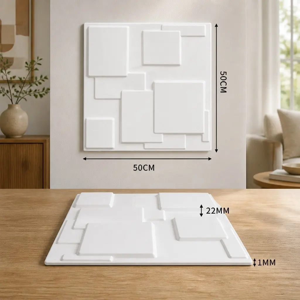 3D Wall Panels 12 Piece Set 50x50cm DIY Home Interior Decoration Embossed