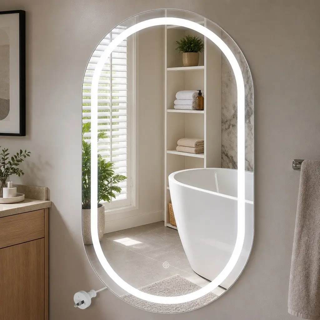 Oval LED Wall Mirror with Anti-fog and Lights