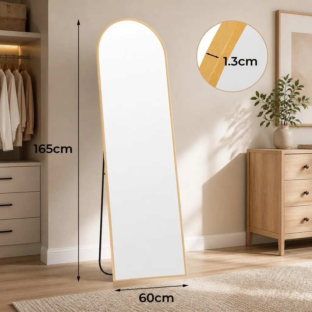 Full Length Mirror Wall Mounted Arched Gold Frame Bedroom Dressing Room