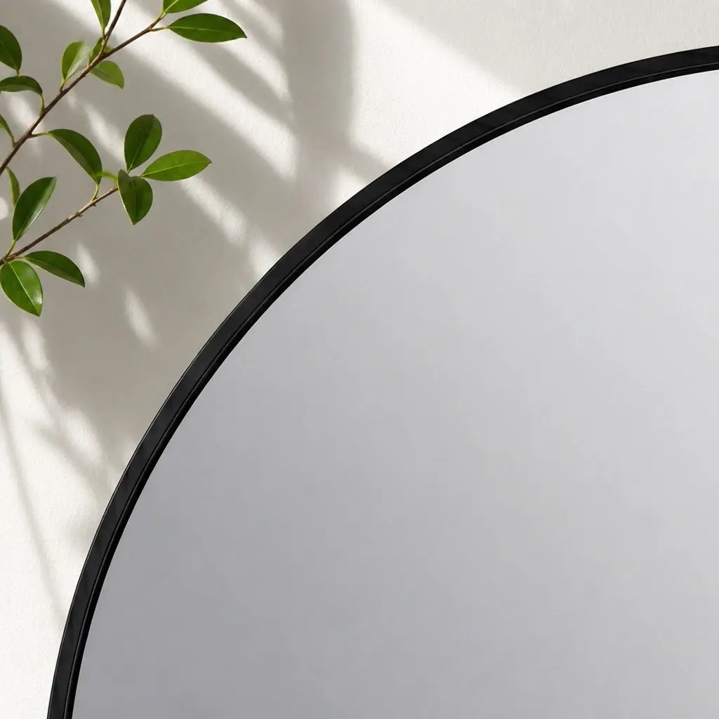 Round Wall Mirror Black Frame 60cm HD Glass Anti-explosion