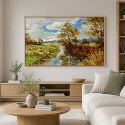 Large Framed Canvas Wall Art 80x120cm Abstract Landscape Home Decor Modern