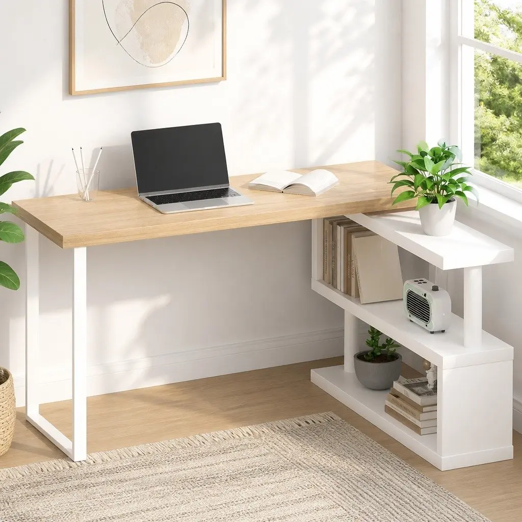 Computer Desk 360 Degree Rotatable Shelf 50cm W x 140cm D x 74.5cm H