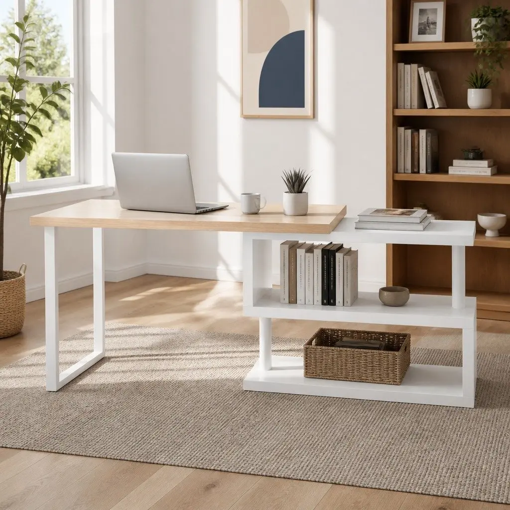 Computer Desk 360 Degree Rotatable Shelf 50cm W x 140cm D x 74.5cm H