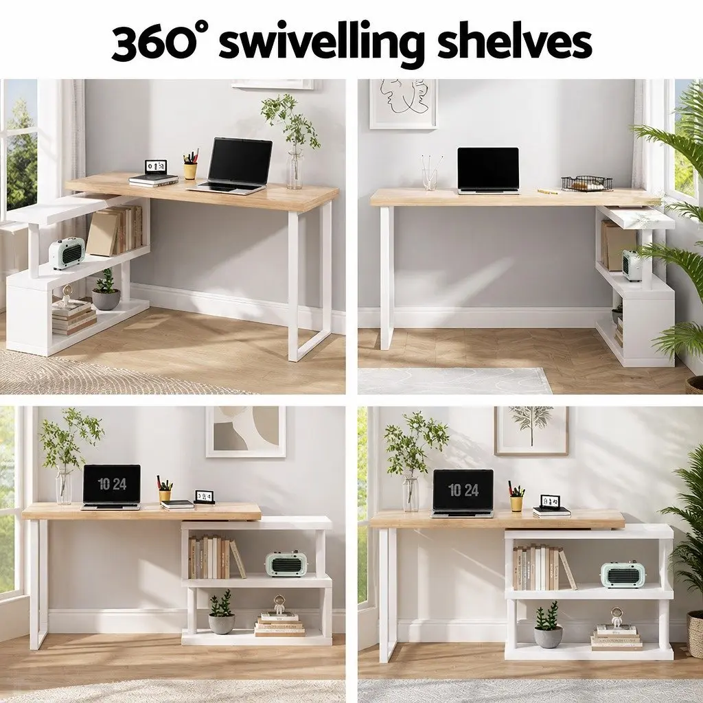 Computer Desk 360 Degree Rotatable Shelf 50cm W x 140cm D x 74.5cm H