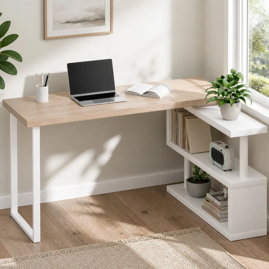 Computer Desk 360 Degree Rotatable Shelf 50cm W x 140cm D x 74.5cm H