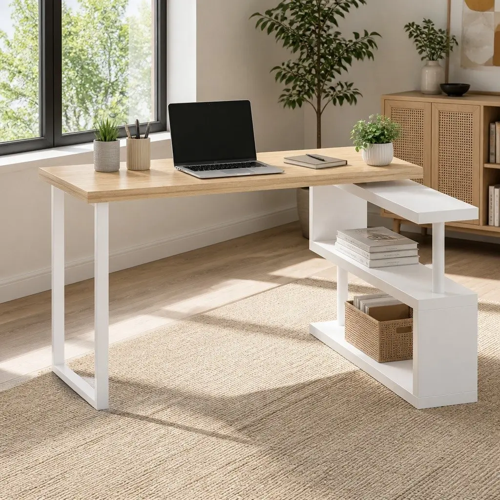 Computer Desk 360 Degree Rotatable Shelf 50cm W x 140cm D x 74.5cm H