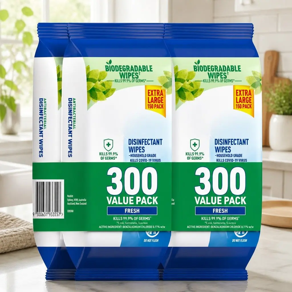 Disinfectant Wipes Germ Protection Fresh 600 Count Household Cleaning Hard Surface