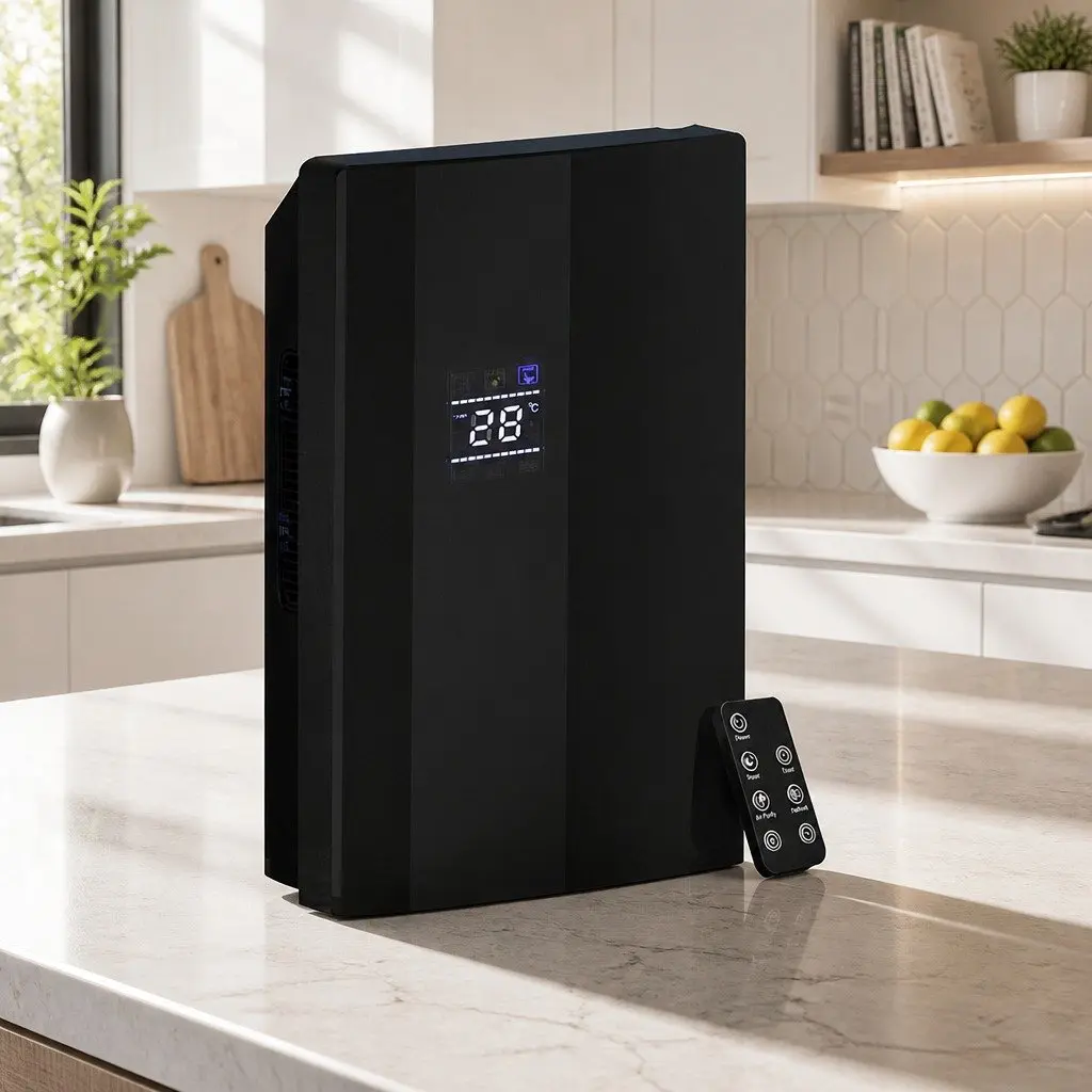 Dehumidifier 2-in-1 Air Purifier Black 2L Water Tank Quiet Remote Control