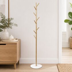 Coat Rack Hat Clothes Stand Hanger Tree Branch Design Eight Hooks Golden