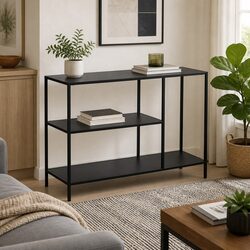 3-Tier Console Table Hallway Entryway Storage Furniture Black Design