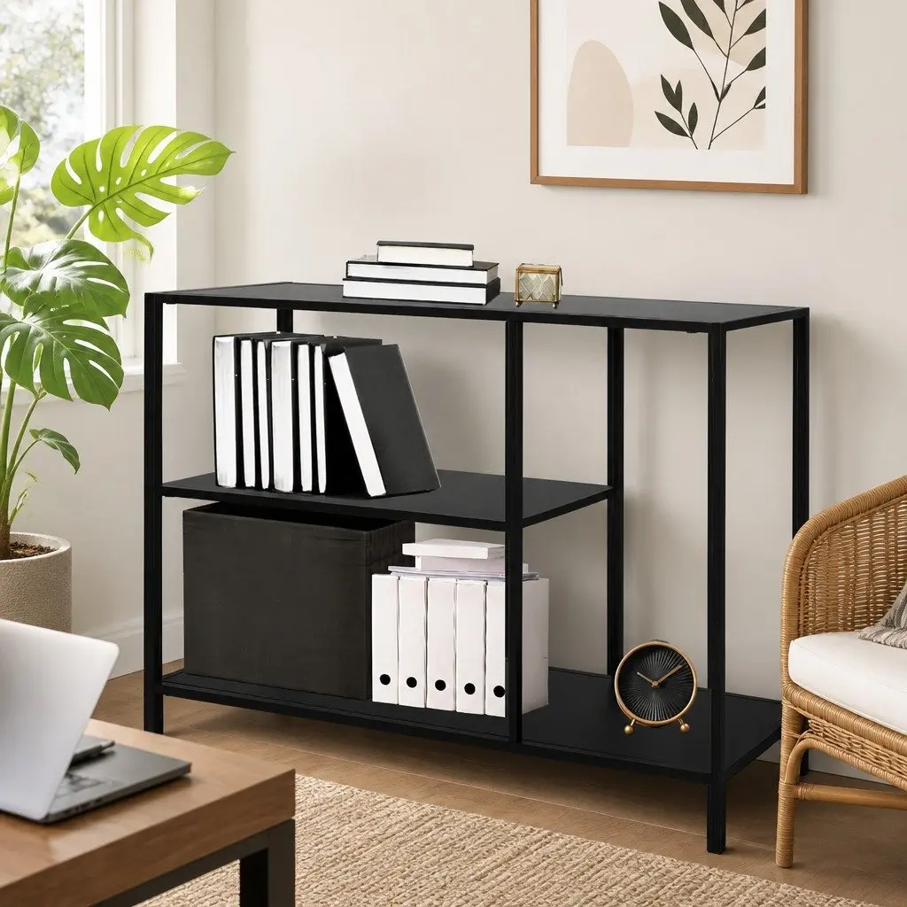 3-Tier Console Table Hallway Entryway Storage Furniture Black Design