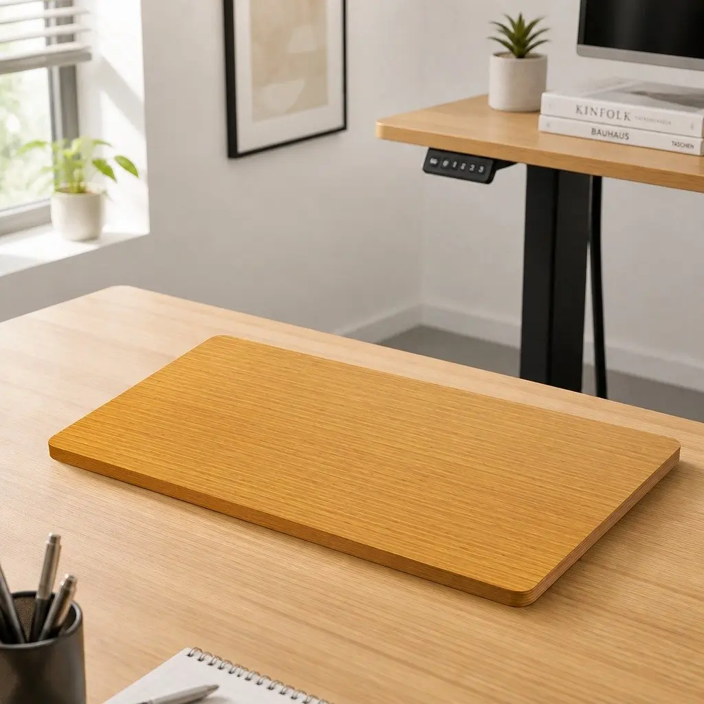 Desktop Table Top Natural MDF Veneer 120x60cm Motorised Adjustable Office Work