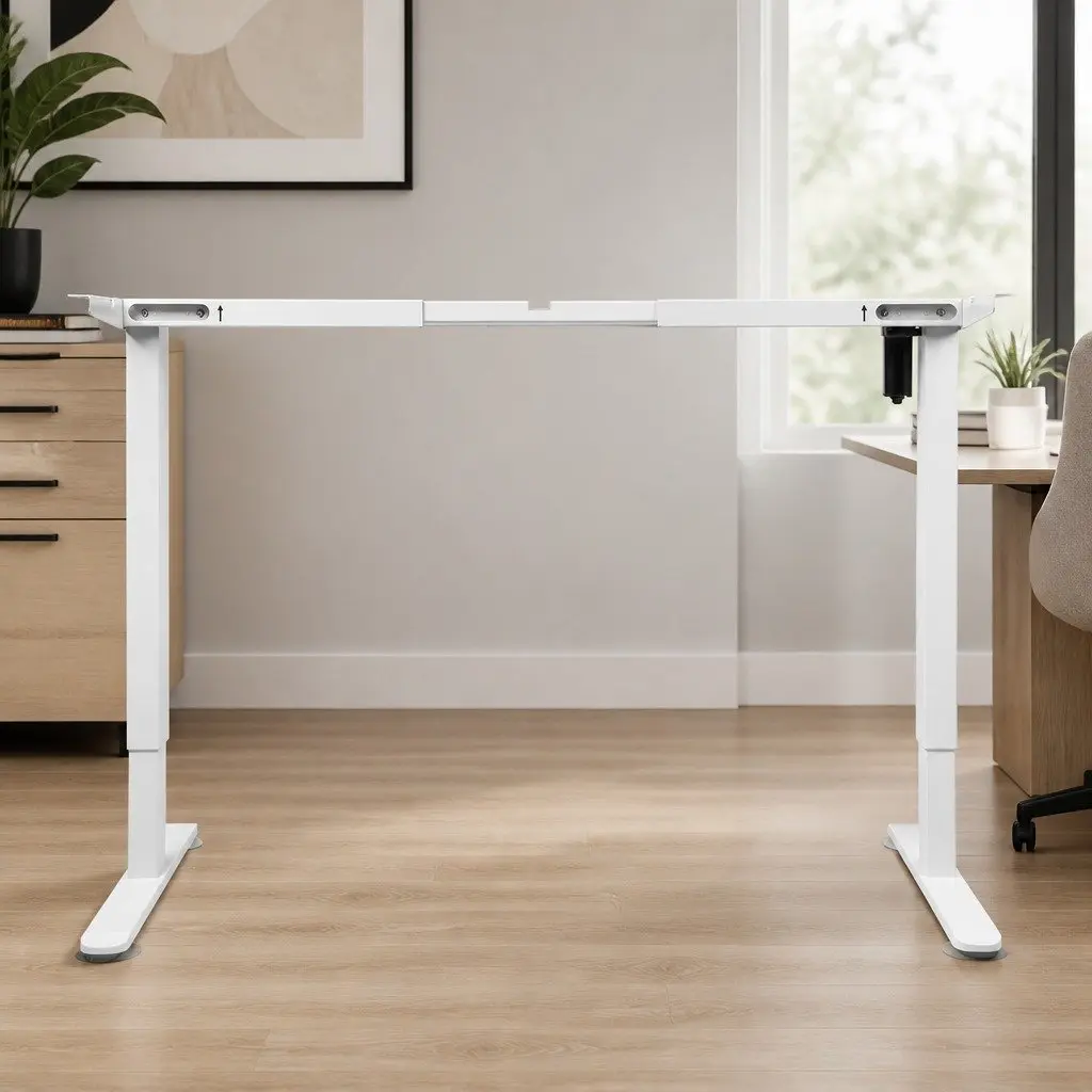 Motorised Standing Desk Frame White Single Motor Height Adjustable Office Home