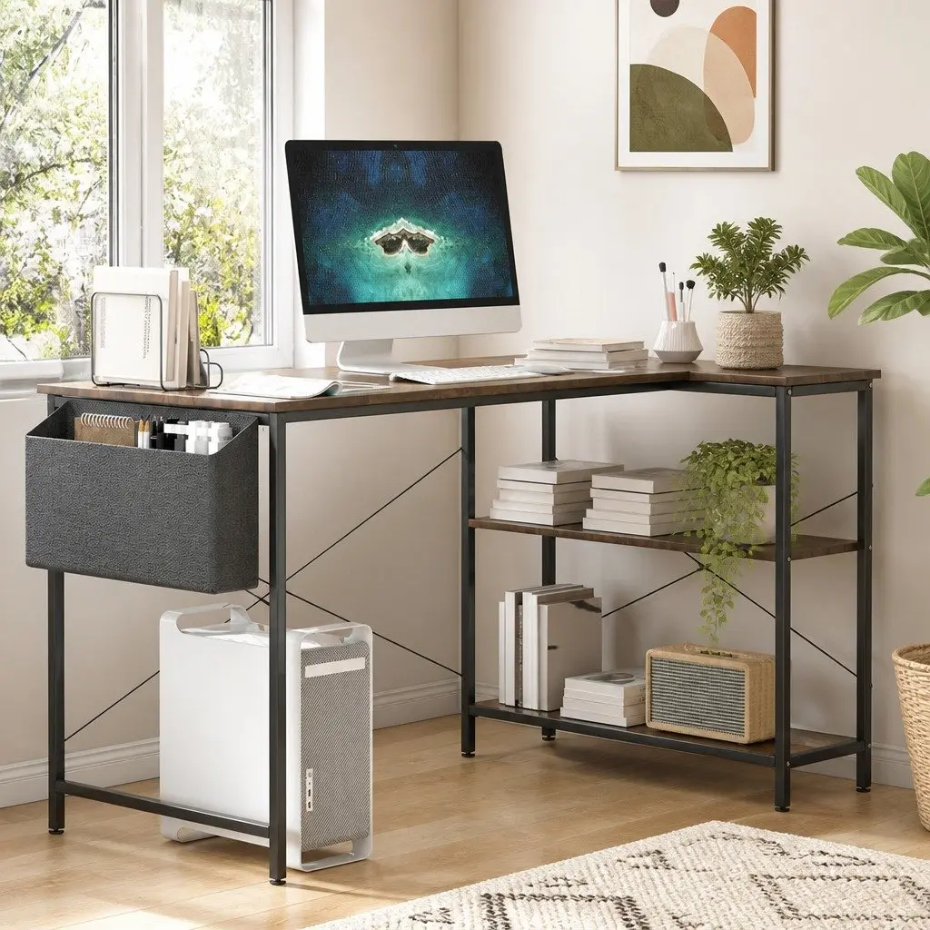 L Shaped Corner Desk Reversible Industrial Style 100cm x 80cm x 75cm Home Office Workspace Furniture