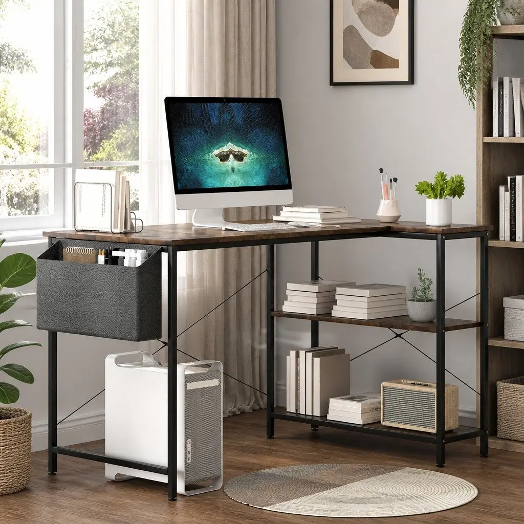 L Shaped Corner Desk Reversible Configuration Adjustable Height 120cm x 80cm