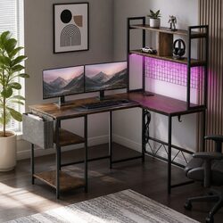 Friendly L Shaped Gaming Desk with RGB Features