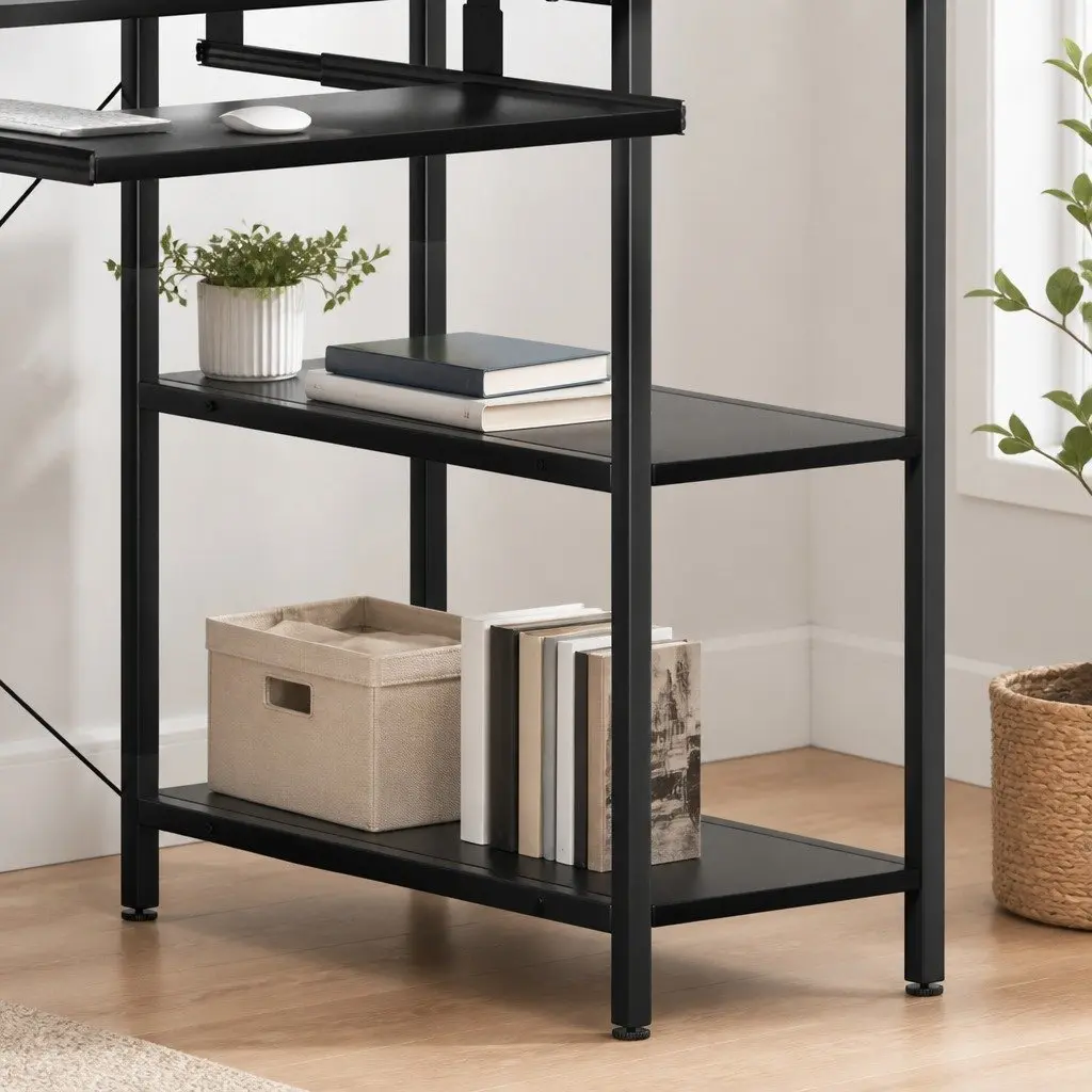 Office Desk Black Industrial Style Adjustable Height 120cm W x 60cm D x 93cm H