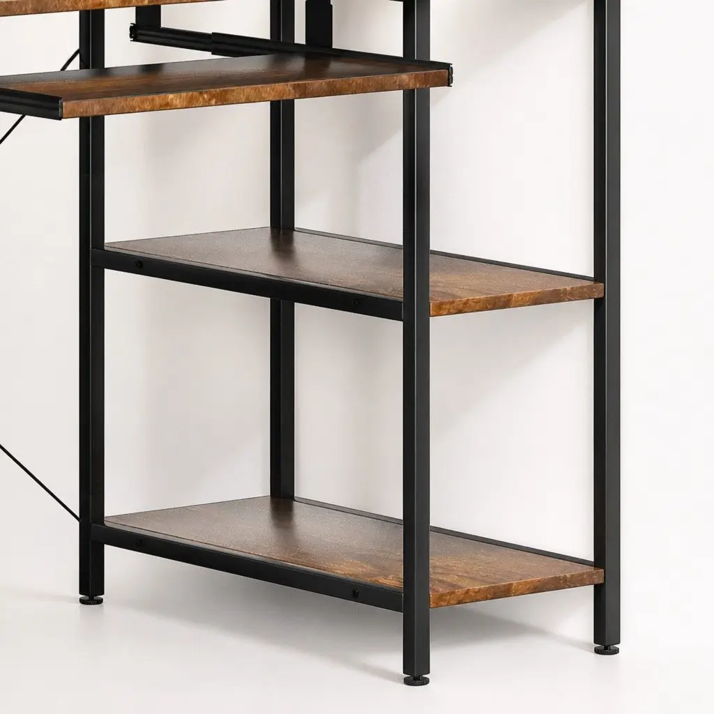 Computer Desk Height Adjustable Industrial Brown 120cm x 60cm x 93cm
