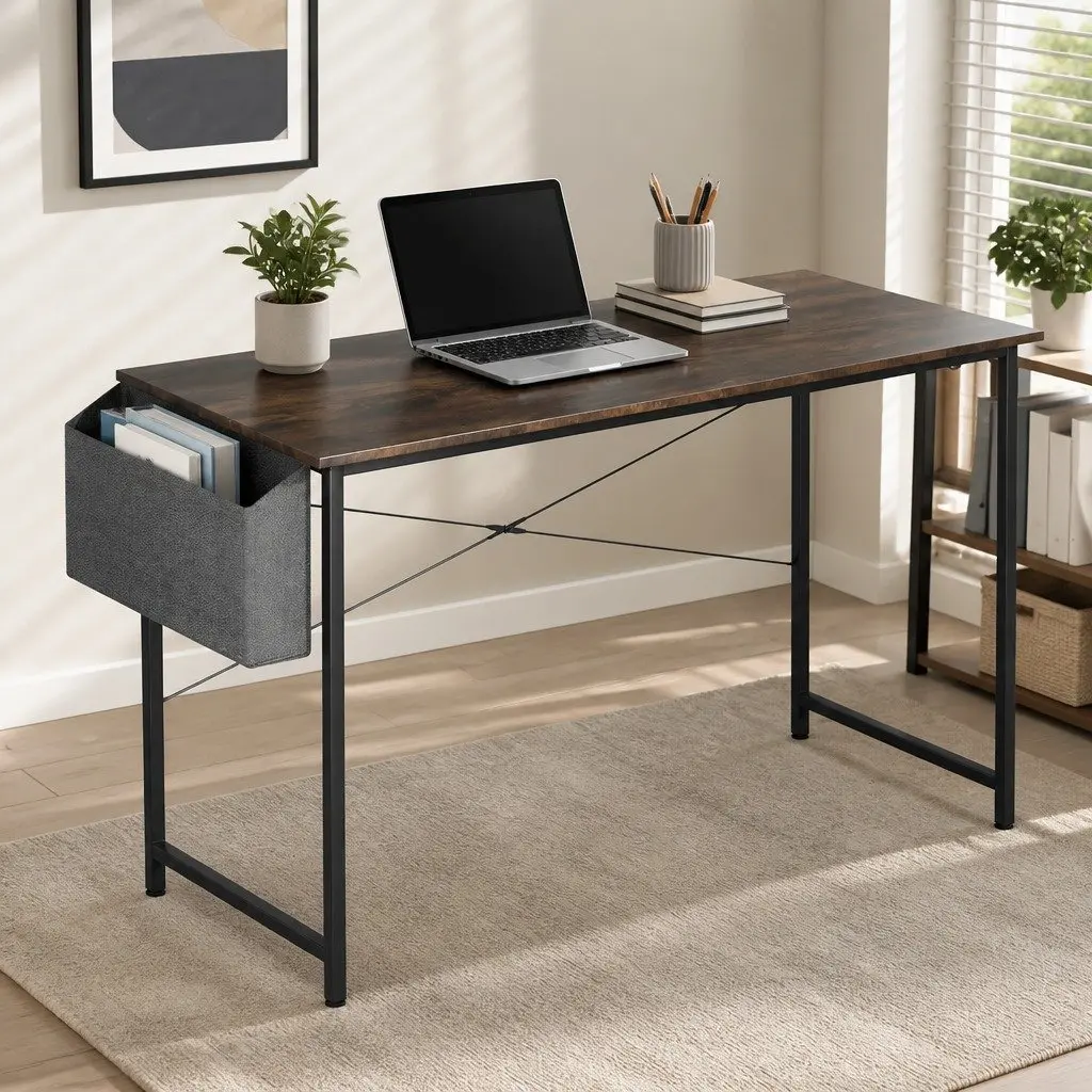 Computer Desk Industrial Style 100cm Storage Workstation Home Office Gaming
