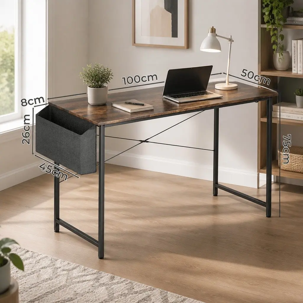 Computer Desk Industrial Style 100cm Storage Workstation Home Office Gaming