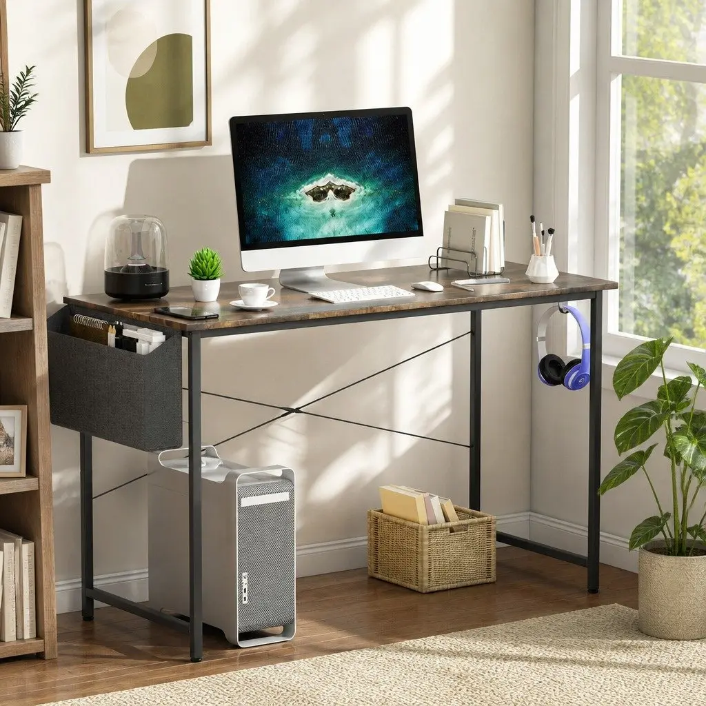 Computer Desk Industrial Style 100cm Storage Workstation Home Office Gaming