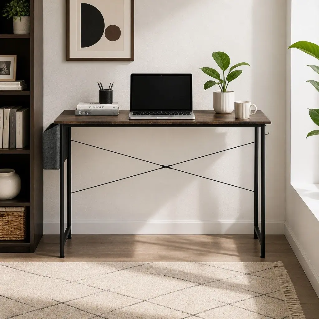 Computer Desk Sturdy Metal Frame 80cm MDF Desktop Home Office