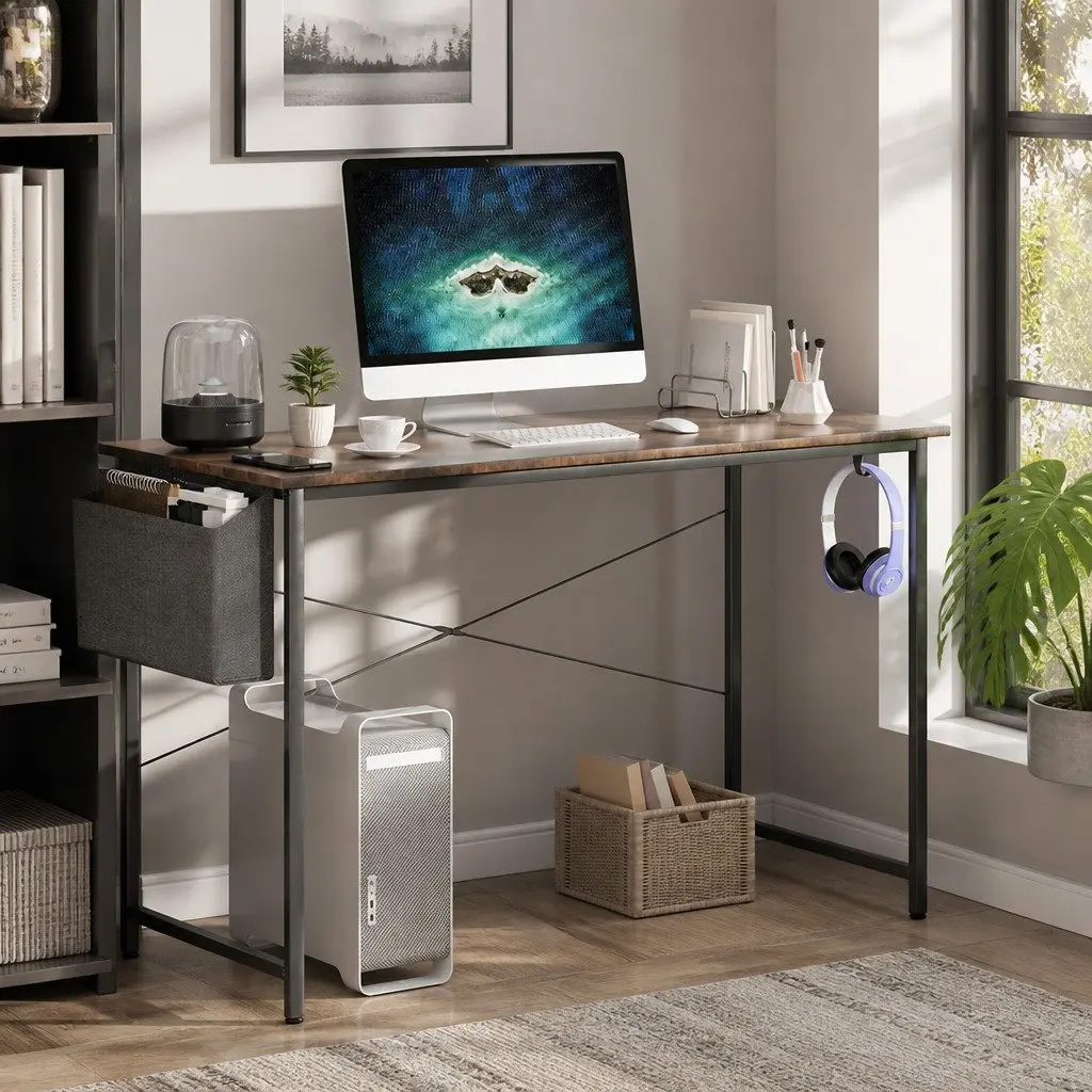Computer Desk Sturdy Metal Frame 80cm MDF Desktop Home Office