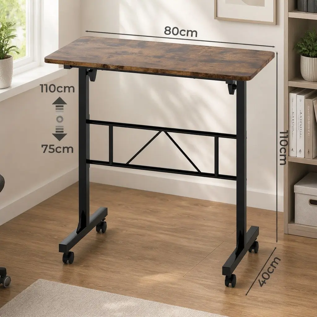 Height Adjustable Standing Desk Mobile Workstation 80cm L x 40cm W x 75-110cm H