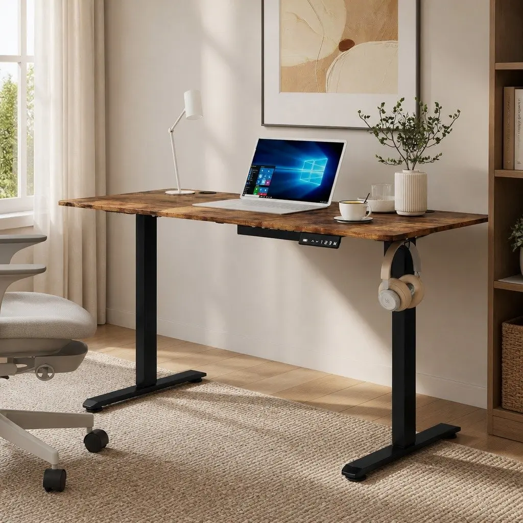 Electric Standing Desk Height Adjustable 140cm Ergonomic Sit Stand Computer Desk