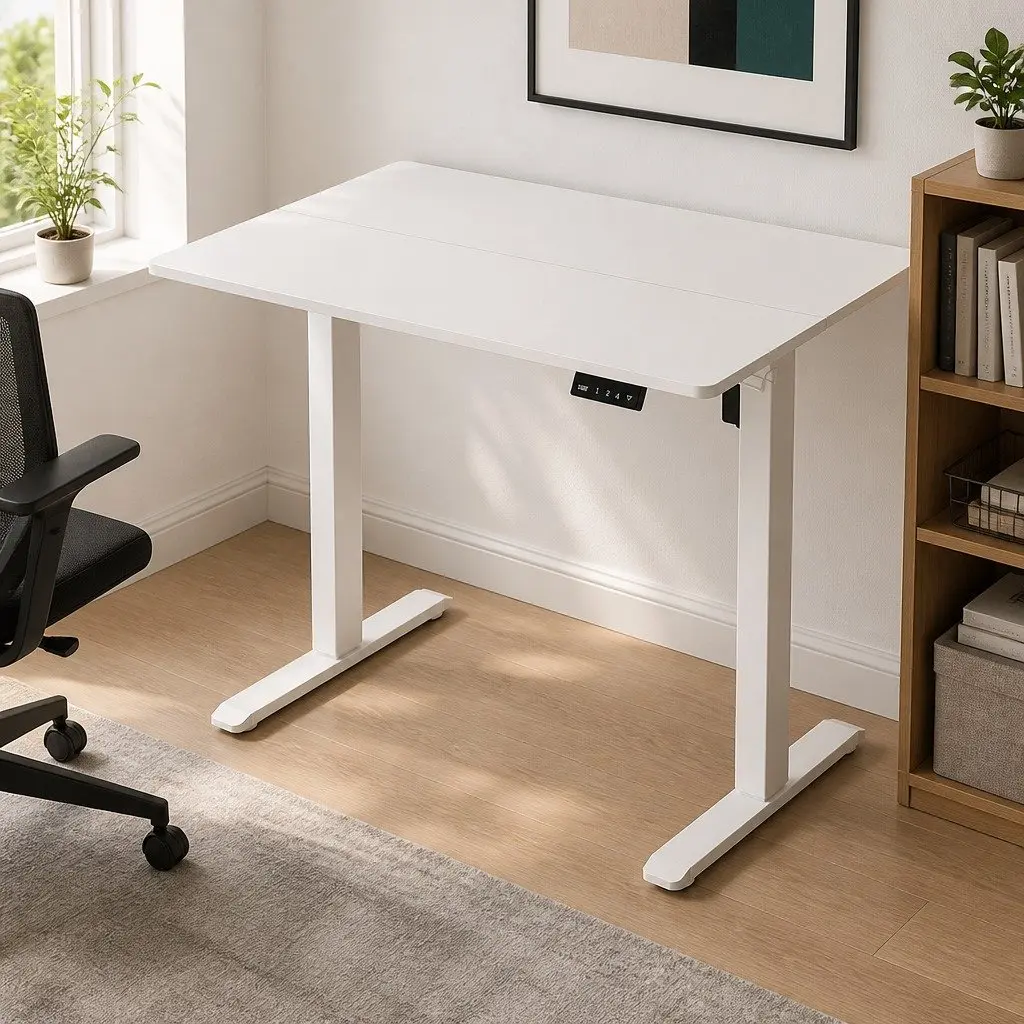 Electric Standing Desk Height Adjustable 72-116cm Dual-Panel Desktop White