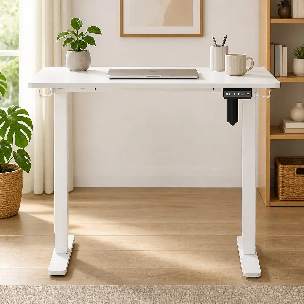 Electric Standing Desk Height Adjustable 72-116cm Dual-Panel Desktop White