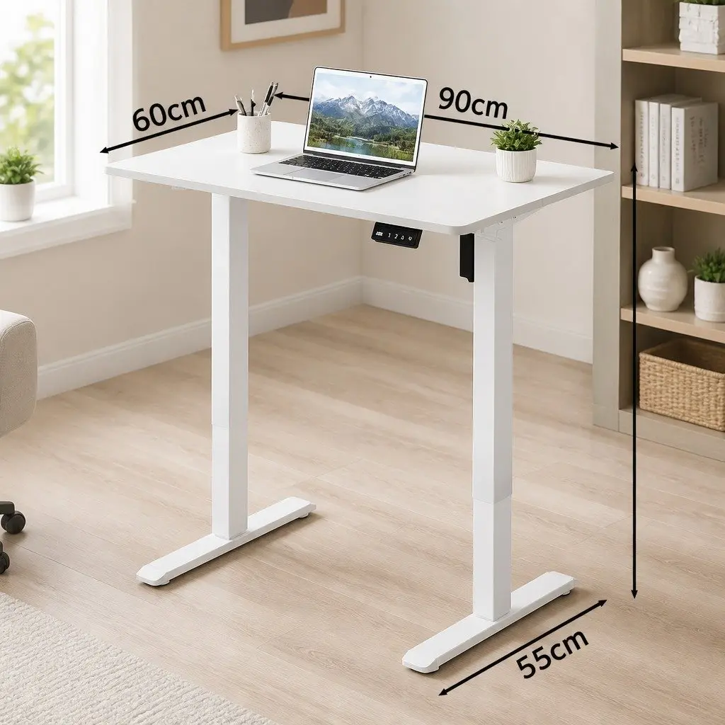 Electric Standing Desk Height Adjustable 72-116cm Dual-Panel Desktop White