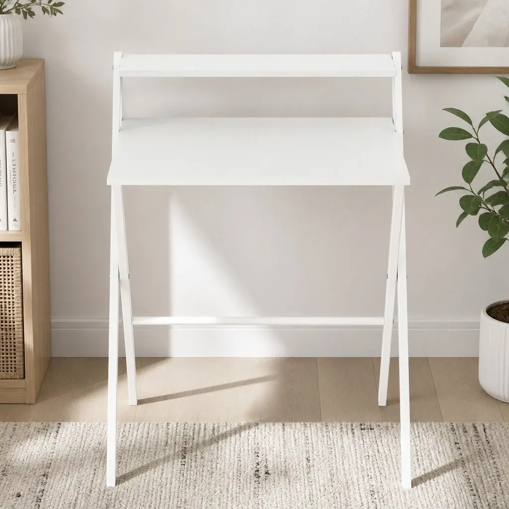Foldable Computer Desk Space Saving White 67.5 x 45 x 84 cm